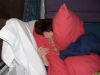 My favorite sleeping position: burrowed between my pillows. Those are Mickey pillow cases, by the way.